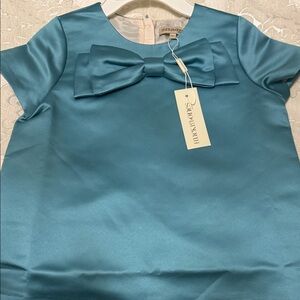Kids Satin Top with Bow - Blue